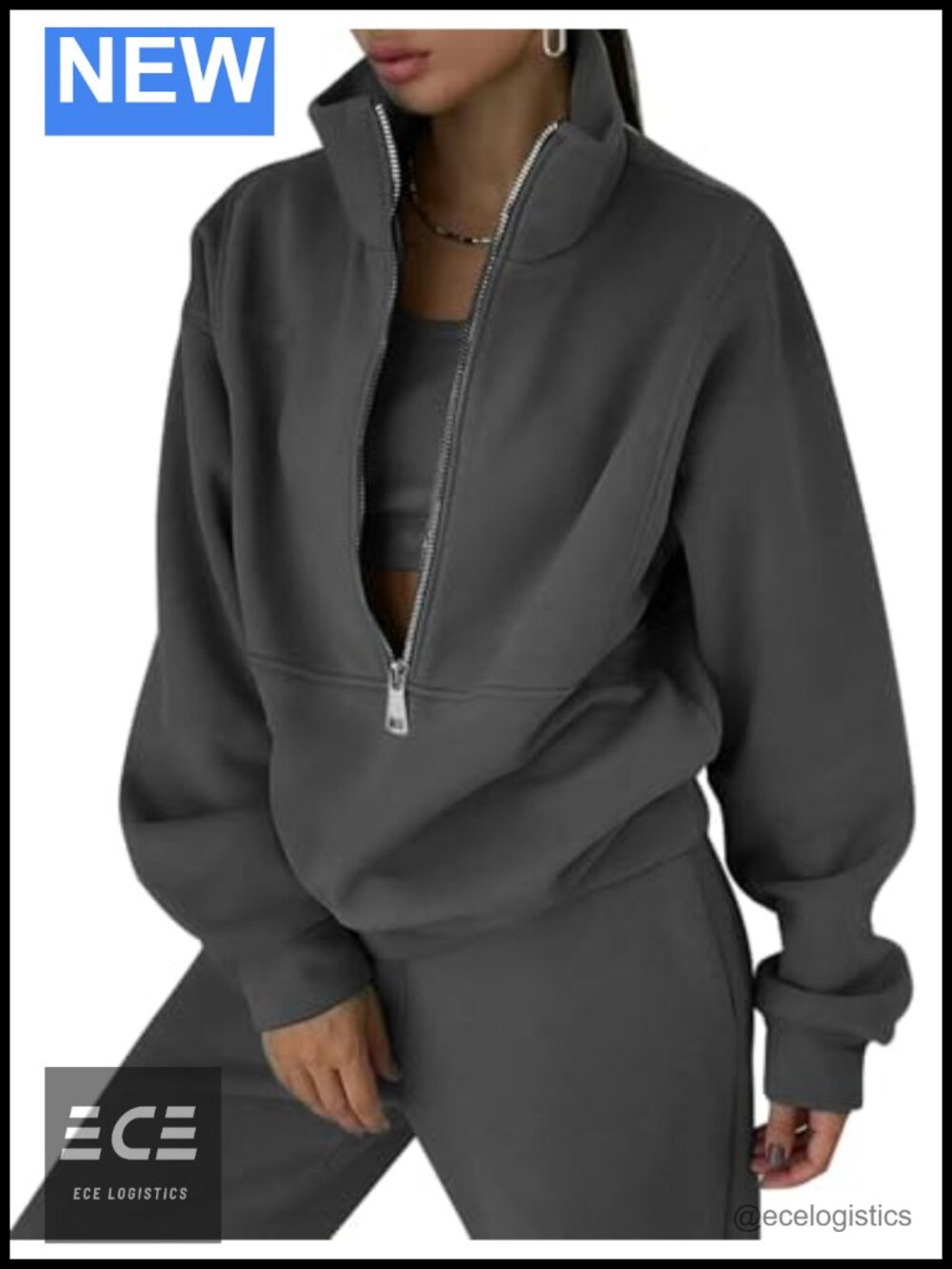 Women's Fleece 2 Piece Sweatsuit Half Zip Sweatshirt Jogger Set